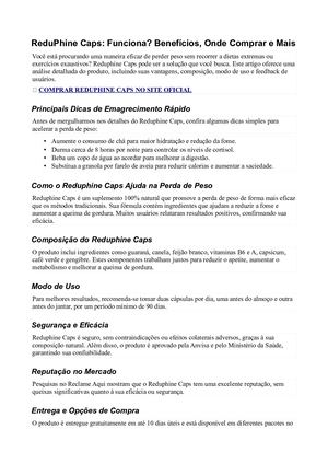 Reduphine Caps FUNCIONA?