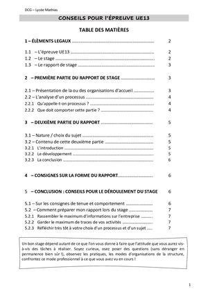 Conseils Pour Le Rapport De Stage