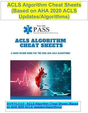 Acls Algorithm Cheat Sheets (Based On Aha 2020 Acls Updates Algorithms)