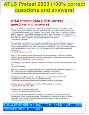 Atls Pretest 2023 (100% Correct Questions And Answers)