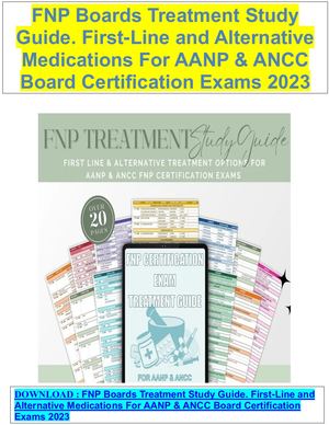 FNP Boards Treatment Study Guide. First-Line and Alternative Medications For AANP & ANCC Board Certification Exams 2023
