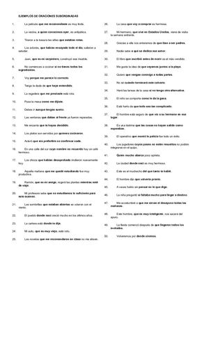 Ejemplos De Oraciones Subordinadas