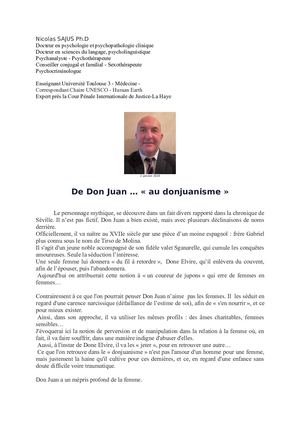 De Don Juan … « au donjuanisme »