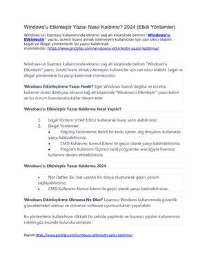 Windows’u Etkinleştir Yazısı Nasıl Kaldırılır