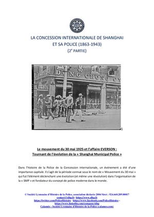 La Concession Internationale de Shanghaï et sa police - 2ème partie