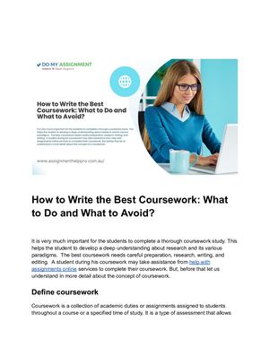 How To Write The Best Coursework What To Do And What To Avoid