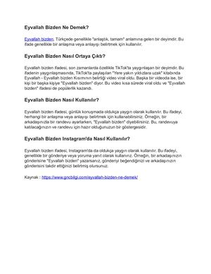 Eyvallah Bizden Ne Demek