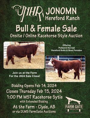 JoNomn Hereford Ranch Bull & Female Sale 2024