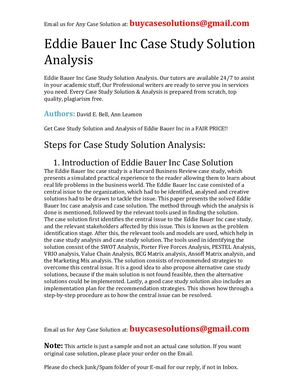 Eddie Bauer Inc Case Study Solution Analysis