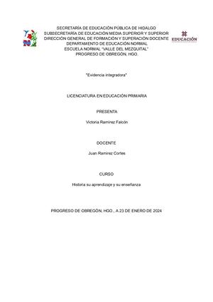 Portaforlio De Evidencias Historia