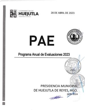 Programa Anual de Evaluaciones 2023