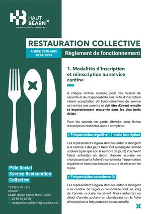 Règlement Fonctionnement Restauration collective 2023-2024