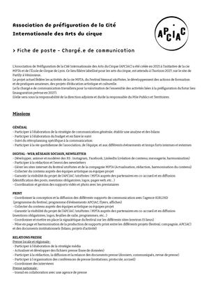 Fiche de poste : Chargé.e de communication 2024