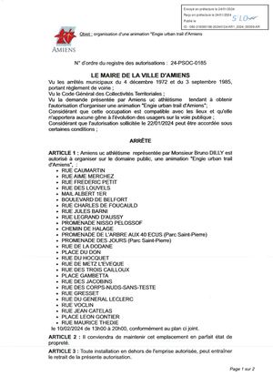 AR1-2024-00059 Arrêté D'occupation Du Domaine Public, Rue Caumartin Et Autres à Amiens, Amiens uc Athlétisme, Engie Urban Trail D'Amiens