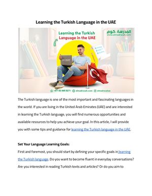 Learning The Turkish Language In The Uae