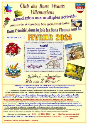 Bulletin 126 -  Février 2024 - Bons Vivants Villemuriens- Février 2024