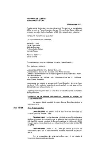 2023 12 12 - Séance Extraordinaire_suivant budget