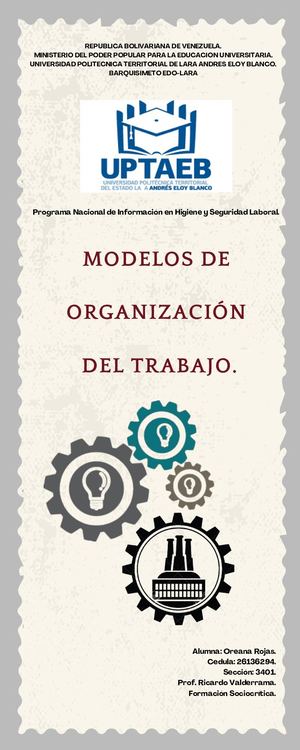 Linea de tiempo de los modelos de organizacion del trabajo.