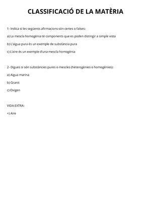 Classificació De La Matèria