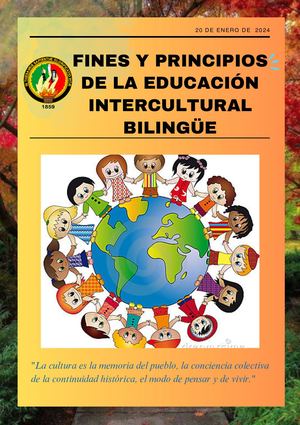 Fines Y Principios De La Educación Intercultural Bilingüe