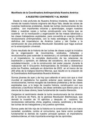 Manifiesto Antiimperialista * La Coordinadora Antiimperialista