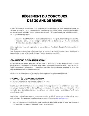 Reglement Concours - Attrape Rêve