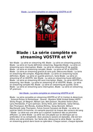 Blade La Série Complète En Streaming Vostfr Et Vf