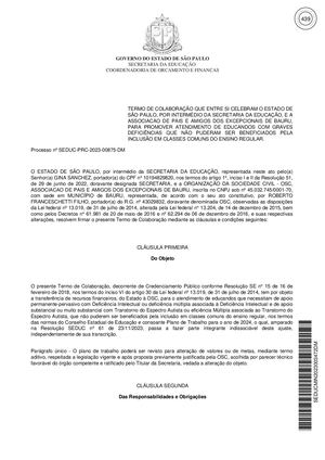 Termo de Colaboração Nº 00875/2023 - Secretaria da Educação do Estado de São Paulo