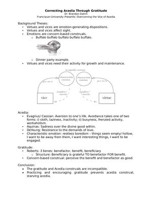 Dahm Handout Gratitude And Acedia