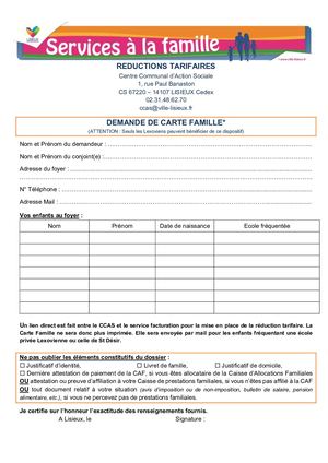 Carte Famille 2024 - Formulaire