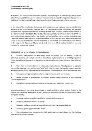 Erasmus Policy Statement