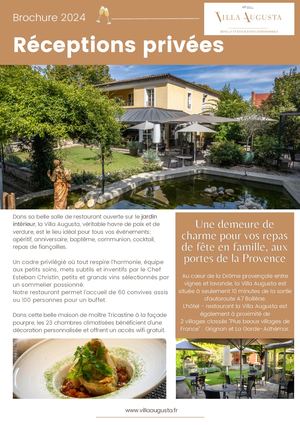 Villa Augusta - brochure réceptions privées 2024