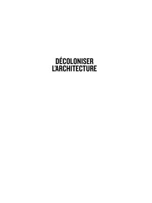 Decoloniser L'architecture