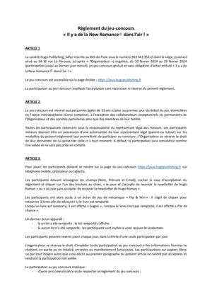 Reglement du Jeu de la Saint-Valentin