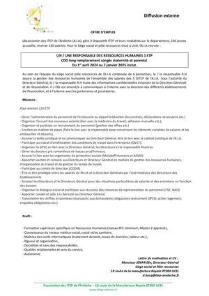 Calaméo - Annonce Responsable Rh Cdd 2024 2025