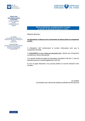 Pièces Justificatives Demande De Place En Crèche Janvier 2024