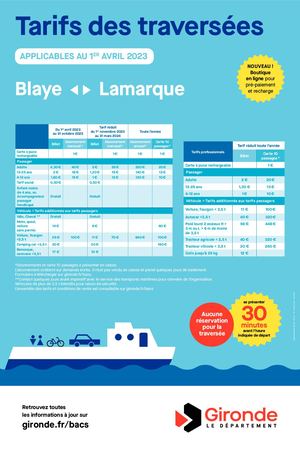 Tarifs Blaye Lamarque