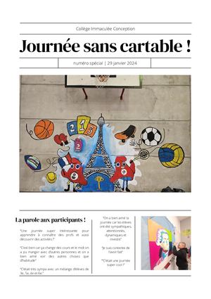 Le journal de la journée sans cartable !