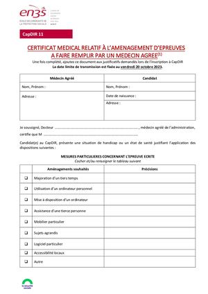 Certificat Médical Aménagement D'épreuves