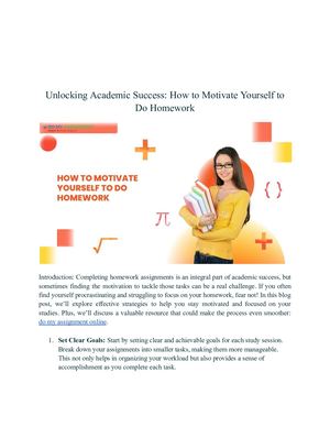 Unlocking Academic Success How To Motivate Yourself To Do Homework
