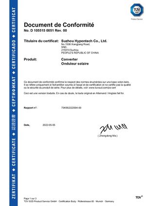 Cert UTE&VFR&VDE 0126 HPS 3000L 3000DL 3680 3680D 4000 4000D 5000 5000D 6000 6000D 6500 6500D FR