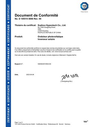 Cert UTE&VFR&VDE 0126 HPT 3000 4000 5000 6000 8000 10000 11000 FR