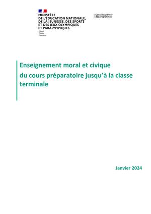 Projet De Programme Csp Enseignement Moral Et Civique 30 Janvier 2024 160329 0