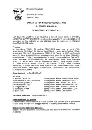 Procès Verbal 23 Novembre 2023