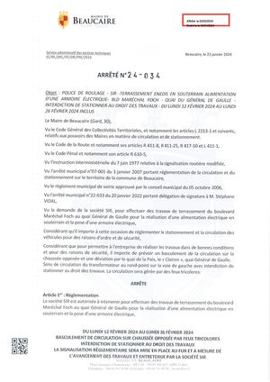 Parution Actes Administratifs (arrêtés)2.02.24