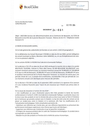 Parution Actes Administratifs (décisions) 2.02.24