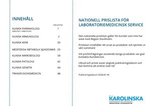 Karolinska Lab Nationell Prislista For Laboratoriemedicinsk Service