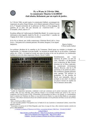 2 février 1966, le commissaire Maurice Galibert était abattu par un truand qu'il venait d'interpeller