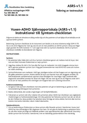 Tolkning ASRS FORMULÄR