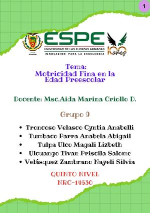 Motricidad Fina En La Edad Preescolar